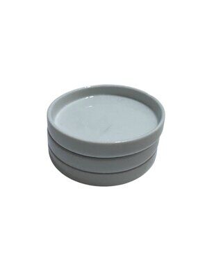 Ceramic Stackable White Sauce Plates Set Of 3 4 in Compact Design Dishware